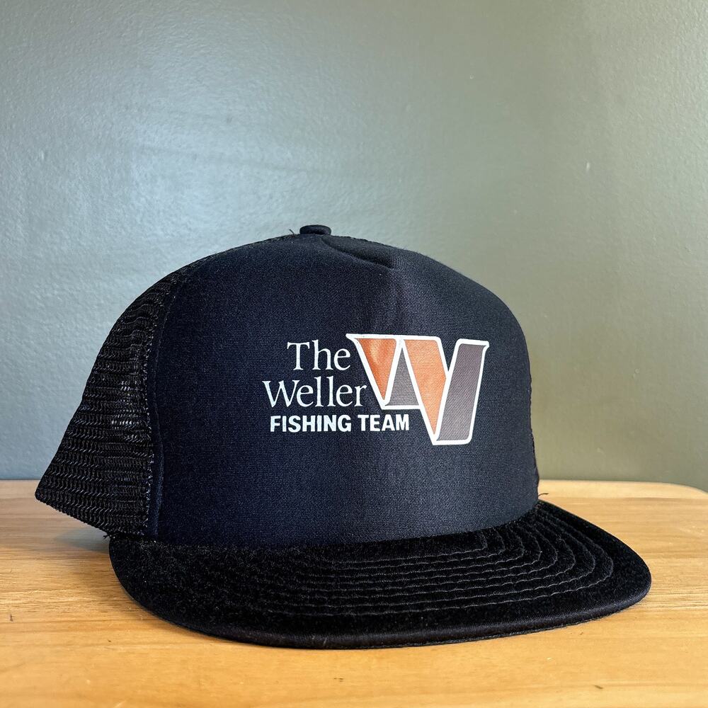 The Weller Fishing Team Black Mesh Trucker Snapback Hat
